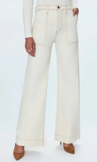 Pistola Penny Utility High Rise Wide Leg Denim Pants In Ecru