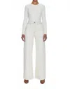 Pistola Penny Utility High Rise Wide Leg Denim Pants In Ecru In White