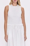 Pistola Phoebe Sleeveless Smocked Stretch Cotton Tank In White