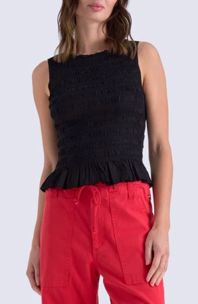 Pistola Phoebe Smock Detail Sleeveless Cotton Blend Top In Black