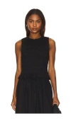 Pistola Phoebe Sleeveless Smocked Stretch Cotton Tank In Black