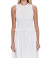 Pistola Phoebe Sleeveless Smocked Stretch Cotton Tank In White