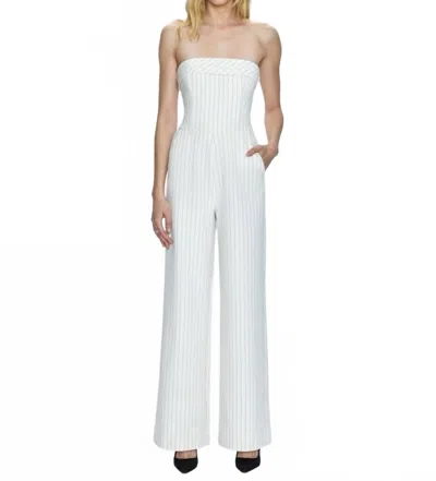 Pistola Pinstripe Jumpsuit In White In Multi