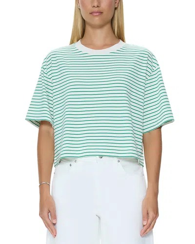 Pistola Mae Stripe Boxy Crop T-shirt In Blue