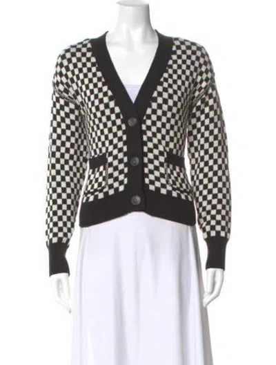 Pre-owned Pistola Plaid Print V-neck Sweater In Black