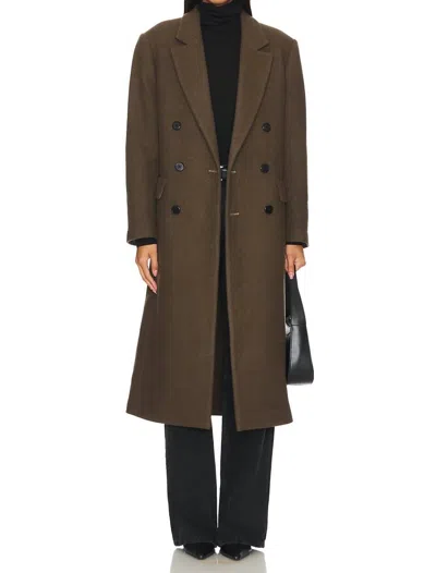 Pistola Prescott Double Breasted Wool Coat In Caper In Blue
