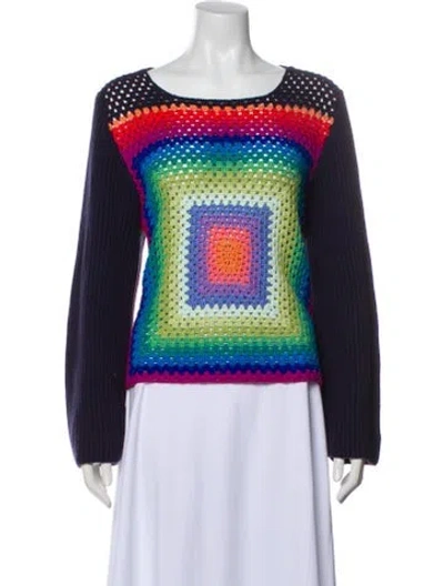 Pre-owned Pistola Printed Bateau Neckline Sweater In Blue