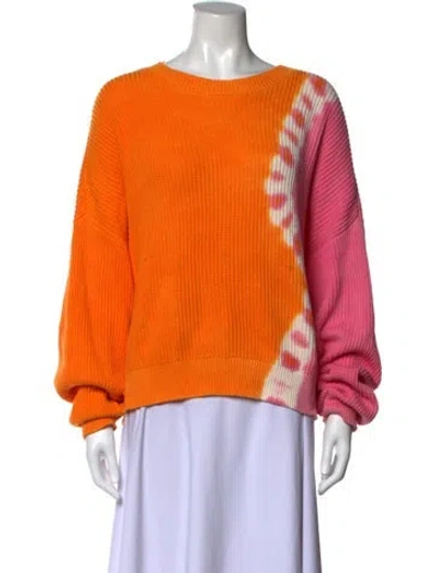 Pre-owned Pistola Printed Scoop Neck Sweater In Orange/pink