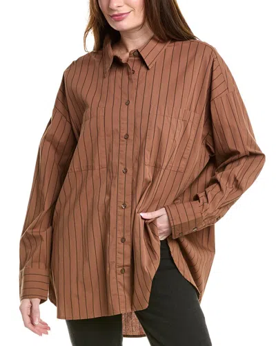 Pistola Rena Button-down Tunic Shirt In Brown