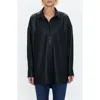 Pistola Rena Faux Leather Button-down Tunic In Slate Black