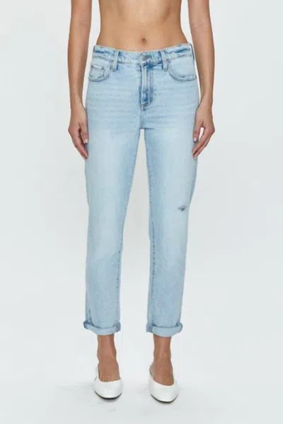 Pistola Riley Mid Rise Relaxed Girlfriend Jeans In Saint Vincent In Blue