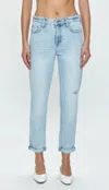 Pistola Riley Mid Rise Relaxed Girlfriend Jeans In Saint Vincent In Blue
