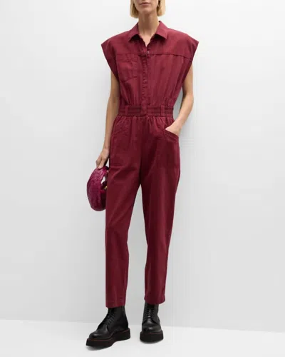 Pistola Rosie Cinched Waist Jumpsuit In Bordeaux In Blue