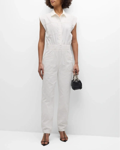 Pistola Rosie Denim Utility Jumpsuit In Porcelain