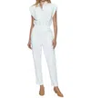 Pistola Rosie Shoulder Pad Jumpsuit In Porcelain In White