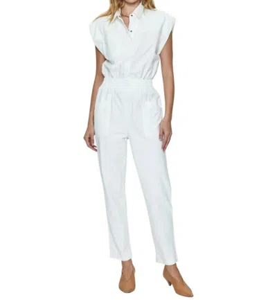 Pistola Rosie Shoulder Pad Jumpsuit In Porcelain In White