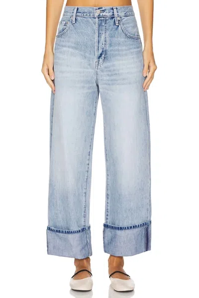 Pistola Ryder High Rise Cuff Straight Jeans In Essex In Blue