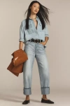 Pistola Lana Raw Hem Ankle Wide Leg Jeans In Blue