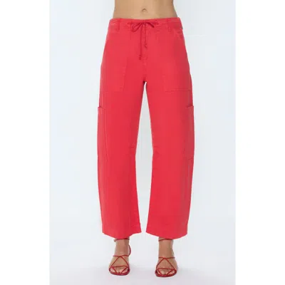 Pistola Sabrina High Waist Barrel Twill Utility Pants In Red