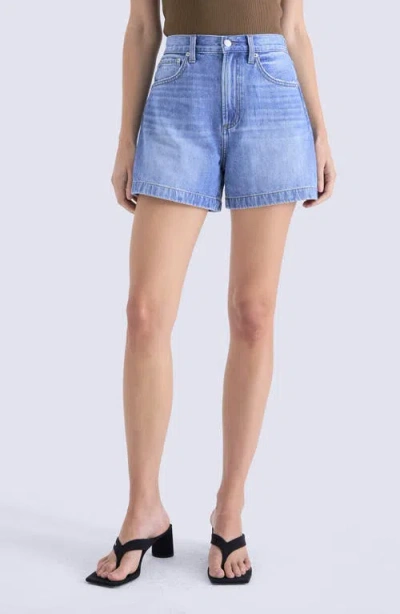 Pistola Saige High Waist Denim Shorts In Blue