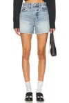 Pistola Saige High Waist Denim Shorts In French Riviera In Blue