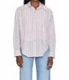 Pistola Samantha Oversized Button Down Shirt In Ruby Stripe