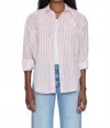 Pistola Samantha Oversized Stripe Button Up Shirt In Ruby Stripe In Neutral