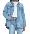 Pistola Mandy Long Denim Jacket In Skylark In Blue