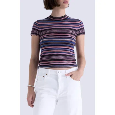 Pistola Selene Stripe Cotton Short Sleeve Sweater In Multi