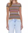 Pistola Selene Stripe Cotton Short Sleeve Sweater In Multi