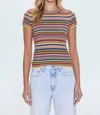 Pistola Selene Stripe Cotton Short Sleeve Sweater In Multi