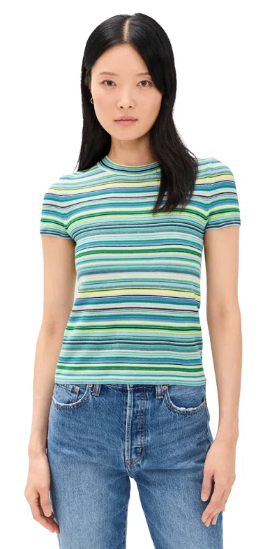 Pistola Selene Short Sleeve Sweater Tee Shirt In Blue Green Multi