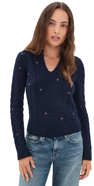 Pistola Shana Cable Embroidered Sweater Soft Night In Brown