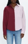 Pistola Sloane Oversized Button Down Shirt In Bordeaux Pink Split