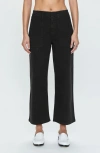 Pistola Sophia Stretch Cotton Ankle Wide Leg Pants In Black