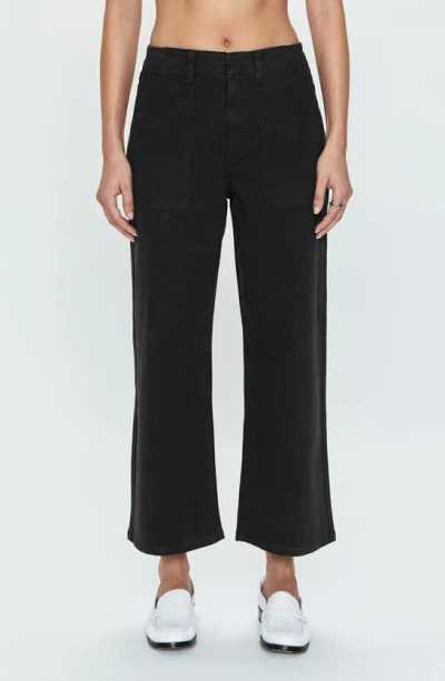 Pistola Sophia Stretch Cotton Ankle Wide Leg Trousers In Black