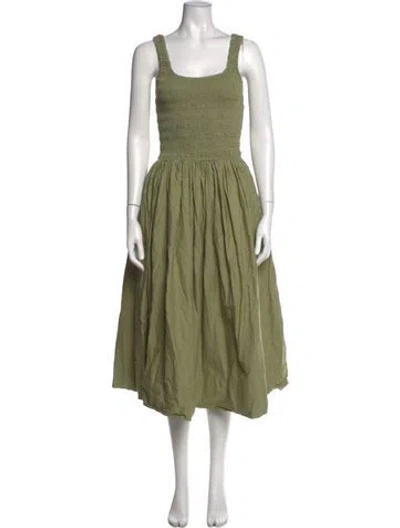 Pre-owned Pistola Square Neckline Midi Length Dress In Green