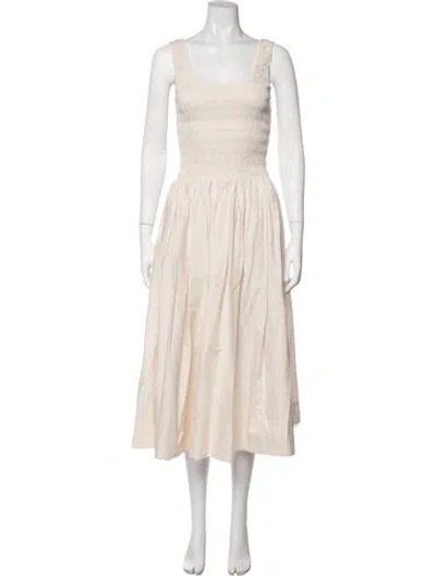 Pre-owned Pistola Square Neckline Midi Length Dress In Neutrals