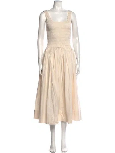 Pre-owned Pistola Square Neckline Midi Length Dress In Neutrals