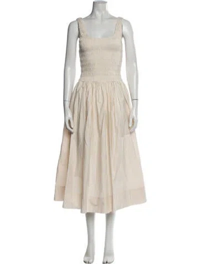 Pre-owned Pistola Square Neckline Midi Length Dress In Neutrals