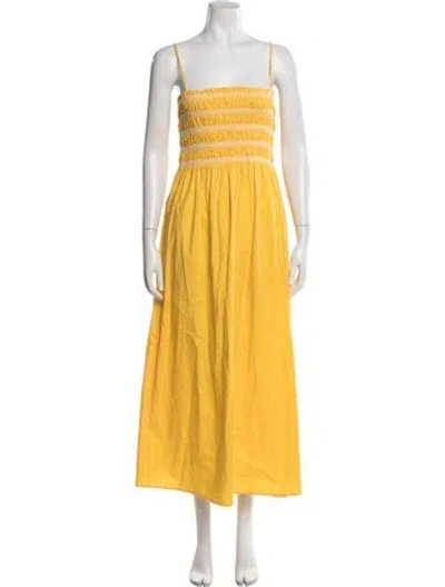 Pre-owned Pistola Square Neckline Midi Length Dress In Yellow