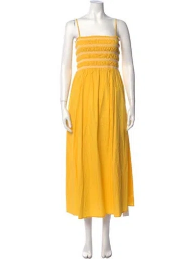 Pre-owned Pistola Square Neckline Midi Length Dress In Yellow