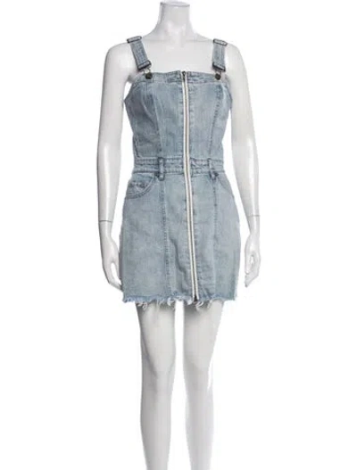 Pre-owned Pistola Square Neckline Mini Dress In Blue
