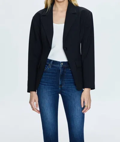 Pistola Stassi Cinched Waist Blazer In Black In Blue