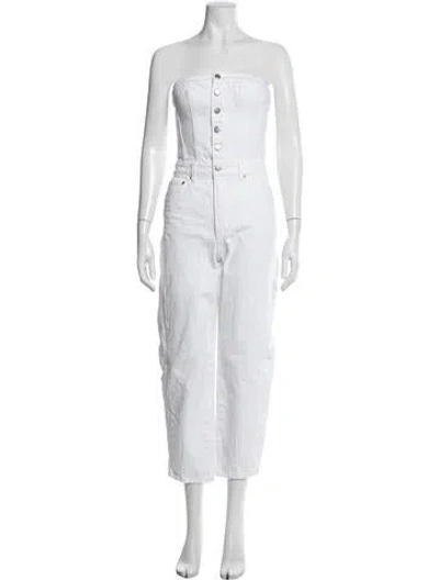 Pre-owned Pistola Strapless Jumpsuit In White