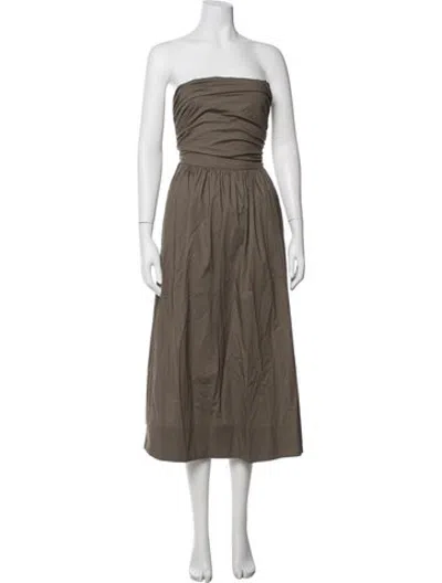 Pre-owned Pistola Strapless Midi Length Dress In Brown