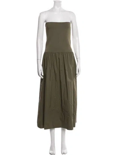 Pre-owned Pistola Strapless Midi Length Dress In Green