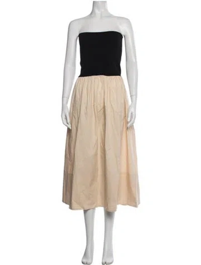 Pre-owned Pistola Strapless Midi Length Dress In Neutrals