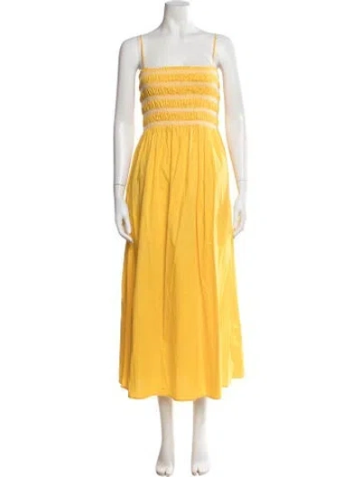 Pre-owned Pistola Strapless Midi Length Dress In Yellow
