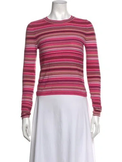 Pre-owned Pistola Striped Crew Neck Sweater In Pink